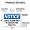 Signmission Local Alarm Only In Case Of Fire Call 911 OSHA Notice Sign, Plastic, 24in W x 18in L, 2PK OS-2PACK-NS-P-1824-L-14025 - alternate 8